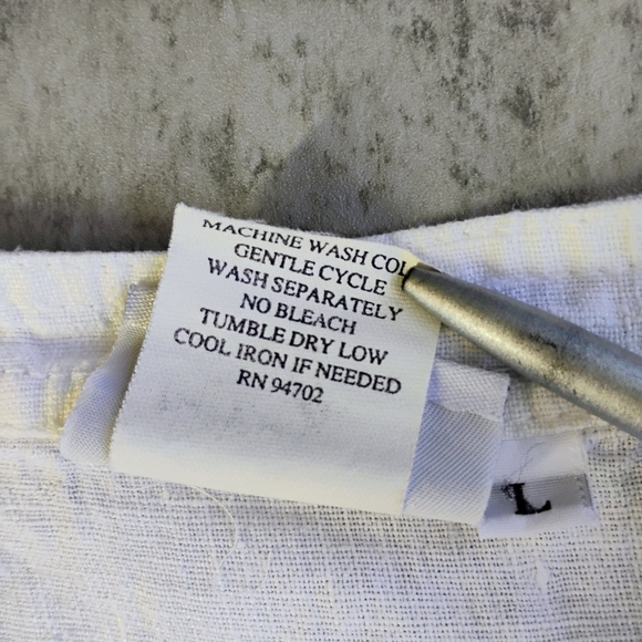 Hot Cotton Top Womens Large White 100% Linen Summer Button Up Casual Neutral - Picture 6 of 10